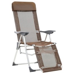 VidaXL Składane krzesła turystyczne z podnóżkami, 2 szt., brązowe