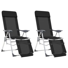 VidaXL Składane krzesła turystyczne z podnóżkami, 2 szt., czarne