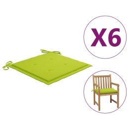 VidaXL Poduszki na krzesła ogrodowe, 6 szt., jasnozielone, 50x50x4 cm