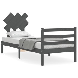 Rama łóżka z wezgłowiem, szara, 90x200 cm, lite drewno Lumarko!