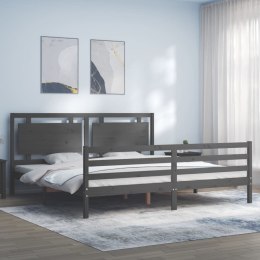 Rama łóżka z wezgłowiem, szara, 200x200 cm, lite drewno Lumarko!