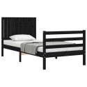 VidaXL Rama łóżka z wezgłowiem, czarna, 90x200 cm, lite drewno