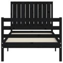 VidaXL Rama łóżka z wezgłowiem, czarna, 90x200 cm, lite drewno