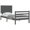VidaXL Rama łóżka z wezgłowiem, szara, 90x200 cm, lite drewno