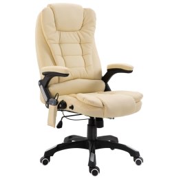 Krzesło biurowe z masażem, kremowe, sztuczna skóra Lumarko!