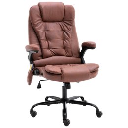 VidaXL Masujące krzesło biurowe, jasnobrązowe, obite prawdziwą skórą