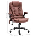 VidaXL Masujące krzesło biurowe, jasnobrązowe, obite prawdziwą skórą