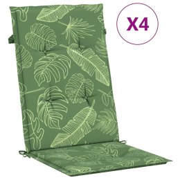 VidaXL Poduszki na krzesła ogrodowe, 4 szt., wzór w liście, tkanina