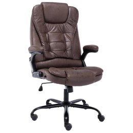 Krzesło biurowe, ciemnobrązowe, obite prawdziwą skórą Lumarko!