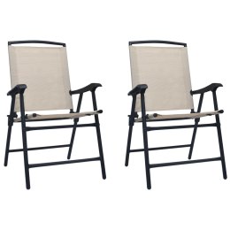 VidaXL Składane krzesła ogrodowe, 2 szt., tworzywo textilene, kremowe