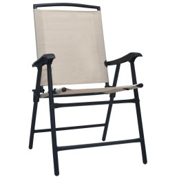VidaXL Składane krzesła ogrodowe, 2 szt., tworzywo textilene, kremowe