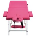 Składany stół do masażu, 2-strefowy, aluminiowy, różowy Lumarko!