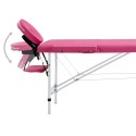 Składany stół do masażu, 2-strefowy, aluminiowy, różowy Lumarko!
