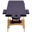 VidaXL Składany stół do masażu, 2-strefowy, drewniany, fioletowy