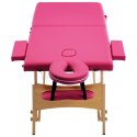 VidaXL Składany stół do masażu, 2-strefowy, drewniany, różowy