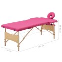 Składany stół do masażu, 2-strefowy, drewniany, różowy Lumarko!