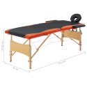 Składany stół do masażu 2-strefowy, drewno, czarno-pomarańczowy Lumarko!
