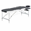 VidaXL 3-strefowy, składany stół do masażu, aluminium, czarno-biały