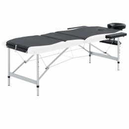 3-strefowy, składany stół do masażu, aluminium, czarno-biały Lumarko!