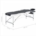 VidaXL 3-strefowy, składany stół do masażu, aluminium, czarno-biały