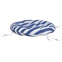 VidaXL Okrągła poduszka, niebiesko-białe paski, Ø 100x11 cm, Oxford
