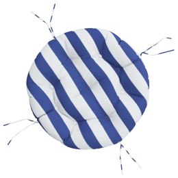 VidaXL Okrągła poduszka, niebiesko-białe paski, Ø 60 x11 cm, tkanina
