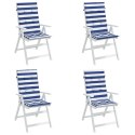 VidaXL Poduszki na krzesła, 4 szt., niebiesko-białe paski, tkanina