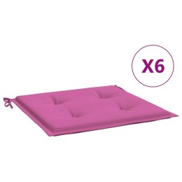 VidaXL Poduszki na krzesła ogrodowe, 6 szt., różowe, 50x50x3 cm