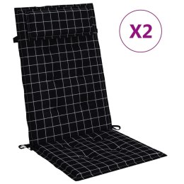 VidaXL Poduszki na krzesła z wysokim oparciem, 2 szt., czarna krata
