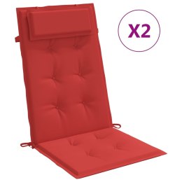 VidaXL Poduszki na krzesła z wysokim oparciem, 2 szt., czerwone