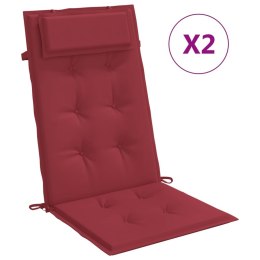 VidaXL Poduszki na krzesła z wysokim oparciem, 2 szt., winna czerwień