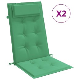 VidaXL Poduszki na krzesła z wysokim oparciem, 2 szt., zielone