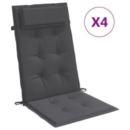 VidaXL Poduszki na krzesła z wysokim oparciem, 4 szt., antracytowe