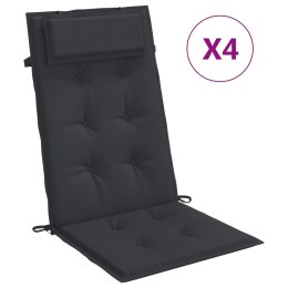 VidaXL Poduszki na krzesła z wysokim oparciem, 4 szt., czarne, Oxford