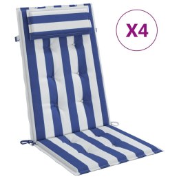 VidaXL Poduszki na krzesła z wysokim oparciem, 4 szt., niebiesko-białe