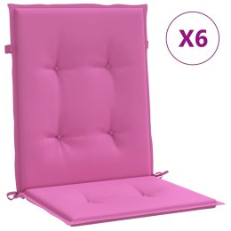 VidaXL Poduszki na krzesła z niskim oparciem, 6 szt., różowe, tkanina