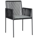 Krzesła ogrodowe z poduszkami, 2 szt., czarne, 54x60,5x83,5 cm Lumarko!