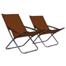 Składane krzesła plażowe, 2 szt., tkanina, brązowe Lumarko!