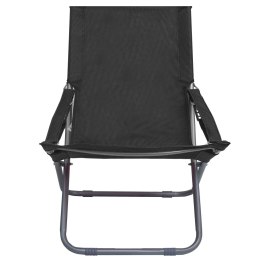Składane krzesła plażowe, 2 szt., tkanina, czarne Lumarko!