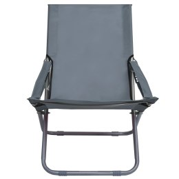 Składane krzesła plażowe, 2 szt., tkanina, szare Lumarko!
