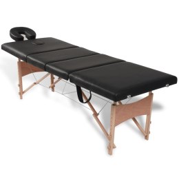 Składany stół do masażu z drewnianą ramą, 4 strefy, czarny Lumarko!
