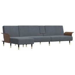 VidaXL Sofa rozkładana L, ciemnoszara, 279x140x70 cm, aksamit
