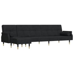 VidaXL Sofa rozkładana L, czarna, 271x140x70 cm, aksamit
