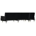 Sofa rozkładana L, czarna, 271x140x70 cm, aksamit Lumarko!