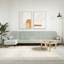 Sofa rozkładana L, jasnoszara, 271x140x70 cm, aksamit Lumarko!