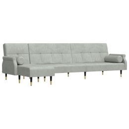 Sofa rozkładana L, jasnoszara, 271x140x70 cm, aksamit Lumarko!