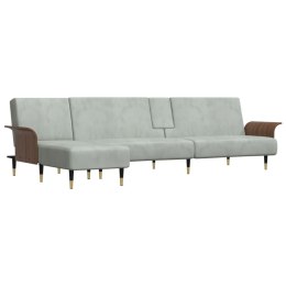 Sofa rozkładana L, jasnoszara, 279x140x70 cm, aksamit Lumarko!
