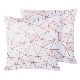 2 poduszki dekoracyjne w geometryczny wzór 45 x 45 cm różowe CLARKIA Lumarko!