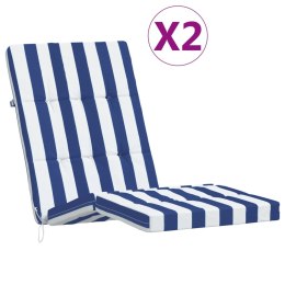 VidaXL Poduszki na leżaki, 2 szt, niebiesko-białe pasy, tkanina Oxford