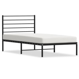 Metalowa rama łóżka z wezgłowiem, czarna, 90x200 cm Lumarko!